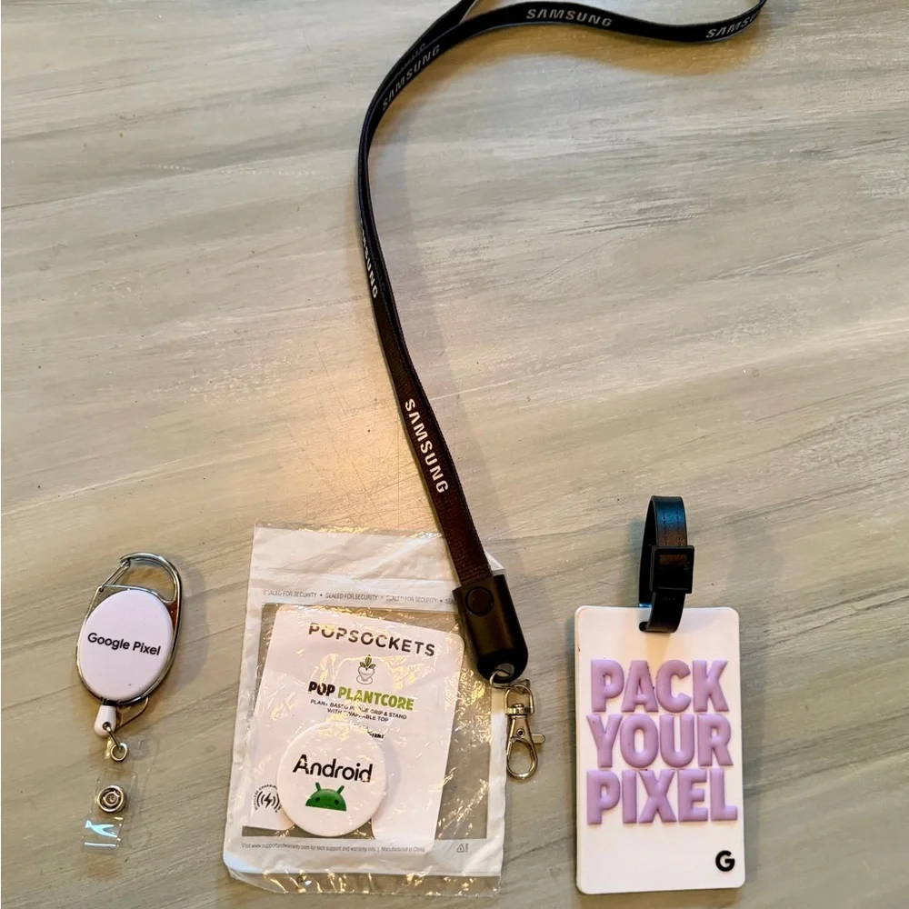 4 Pack Google Pack Your Pixel Tag Samsung Lanyard ID Holder Android Pop Socket